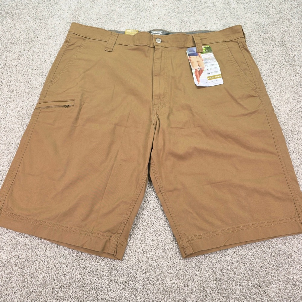 Signature Levi Strauss Gold Men‎ 40 Utility Shorts Brown Khaki Flex Performance